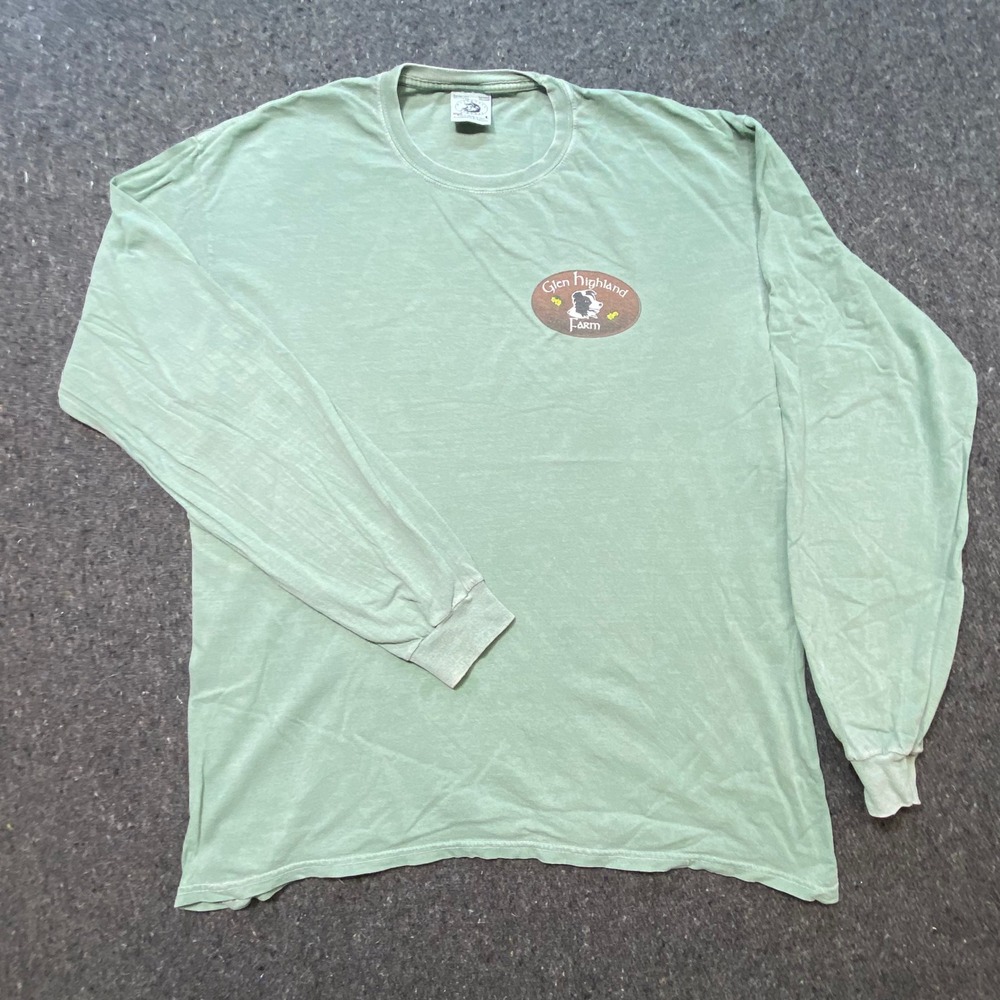 Authentic Pigment Long Sleeve Shirt L Large Mens Green Border‎ Collie Rescue Tee